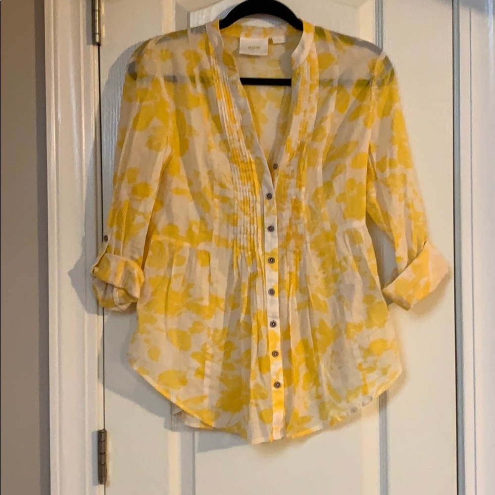 Maeve Yellow floral button down